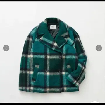 오페크닷크립 빅 체크 미들 P 코트 그린