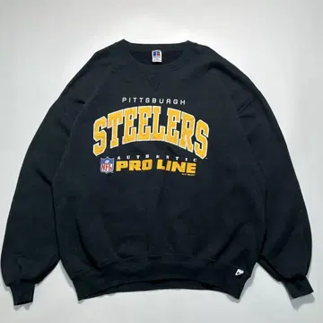 90s 러셀 USA제 맨투맨 NFL 2XL 페이드 블랙7569