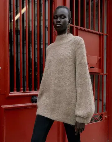 [새상품] ZARA 베이지 터틀넥 니트 스웨터 와이드 슬리브