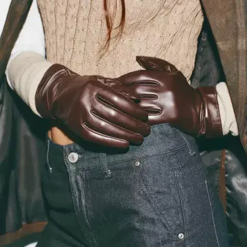 ZARA 100% 가죽 장갑 자수