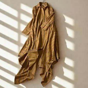 미사용 나노 유니버스 스트라이프 셔츠 원피스 브라운 38 오버 사이즈