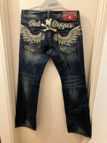 Red Pepper 스컬 자수 데님 청바지 31인치