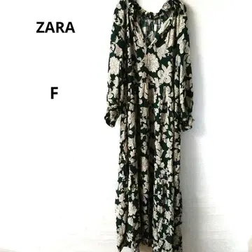 자라 롱 원피스 꽃무늬 그린 화이트 컬러 꽃무늬 선명 엘레강트 F