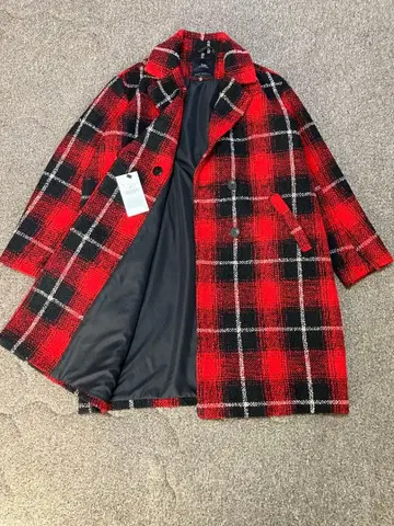 미사용 새상품 ZARA 자라 울 혼방 체크 코트 라이트 아우터 M