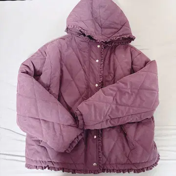 메리제니 프릴 퀼팅 후드 자켓 퍼플 아우터 다운