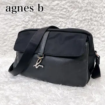 에네스베 가죽 숄더백 카메라백 로고 금장 장식 블랙