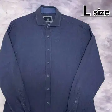 캐주얼 셔츠 L 네이비 무지 긴팔 구제 의류 HACKETT LONDON