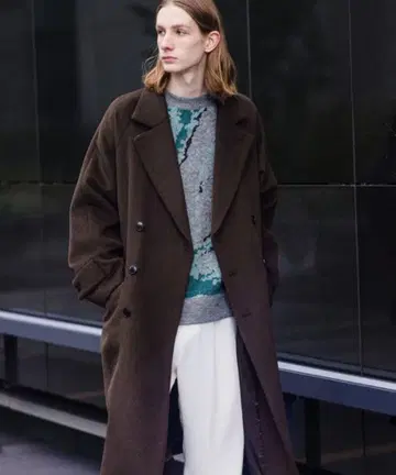 HARE 울 오버 더블 코트 브라운 S