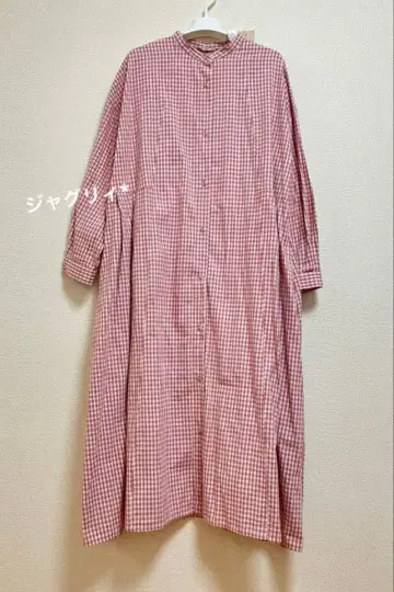 사만사 모스모스 원피스 깅엄 체크 핑크