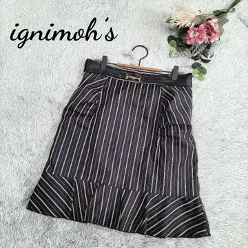 [이그니모즈] 무릎 기장 프릴 스커트 스트랩 허리 70 안감 부착