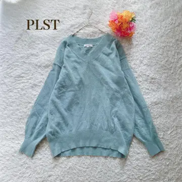 플라스테 [ L ] 스카이블루 V넥 긴팔 니트 페미닌 달콤한
