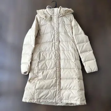 Puma 후드 부착 베이지 롱 다운 자켓