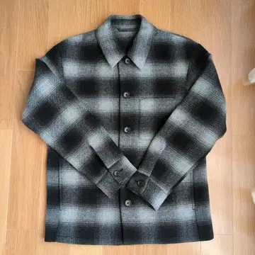 유니클로 남성용 그레이 체크 오버 셔츠 자켓 S