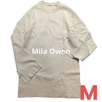 미라 오웬 크루넥 풀오버 소매 슬릿 베이지 오버사이즈