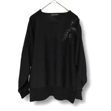 긴팔 U넥 풀오버 상의 비쥬 블랙 한국