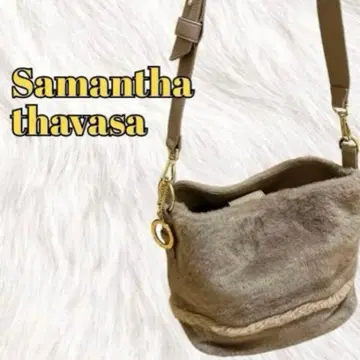 미사용급 사만다 타바사 퍼 소재 숄더백 브라운