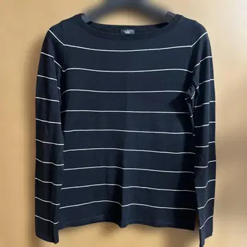 TALBOTS 블랙/화이트 보더 긴팔 니트 스웨터