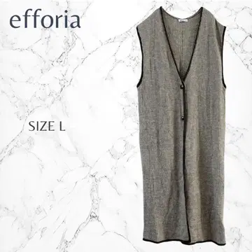 에포리아 슬리브리스 파이핑 앞 버튼 리브 니트 베스트 L