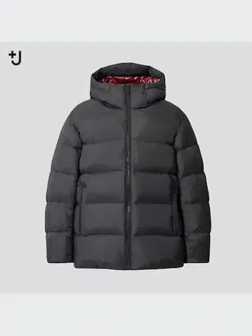 UNIQLO+J 라이트 다운 볼륨 후드티 블랙 XL