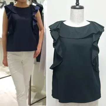 M-PREMIER couture 정가 2만 슬리브리스 프릴 블라우스 38