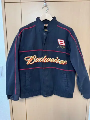 구제 의류 Budweiser 레이싱 자켓 블랙 빈티지