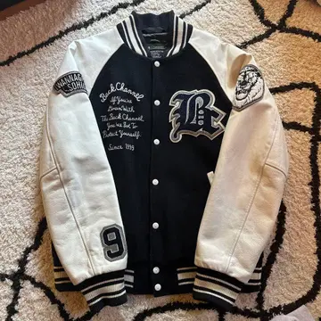 Back Channel 바시티 자켓 블랙/화이트