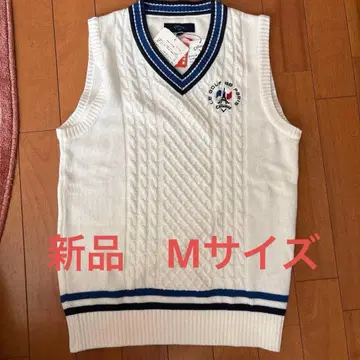 [새상품] 르꼬끄 골프 화이트 케이블 짜임 V넥 베스트