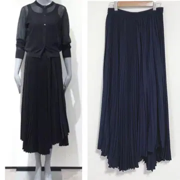 Theory 정가 3.2만 비대칭 플리츠 스커트 S 네이비 새상품급