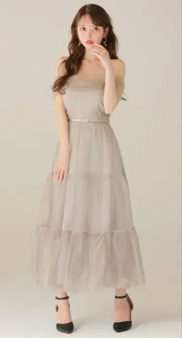 DEA.by ROBE de FLEURS 튤 오프숄더 드레스