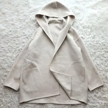 현행 플라스테 PLST 울 블렌드 리버 후드 코트 아이보리 S