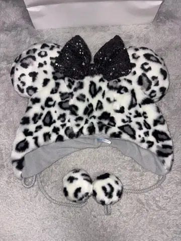 디즈니 레오파드 무늬 팬 캡 그레이