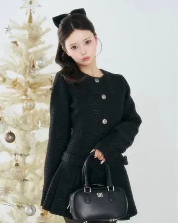 Darich 박스 플리츠 트위드 미니 원피스 FL 사이즈