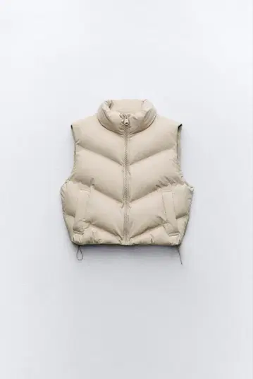 ZARA 다운 숏 베스트 베이지 M