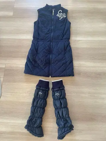 캘러웨이 네이비 다운 베스트와 레그 워머 세트
