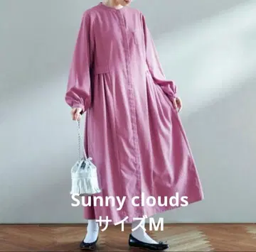써니클라우드 화려한 셔츠 원피스 긴팔 린넨 혼방 핑크 M