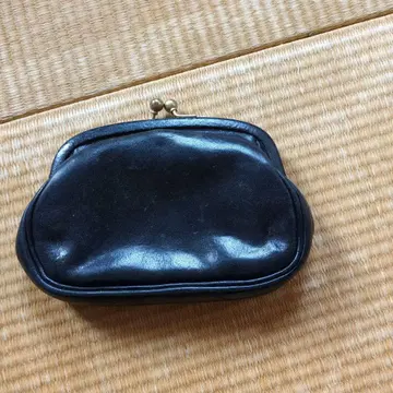 야미마트 블랙 가죽 가마구치 코인 케이스