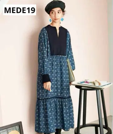 MEDE19F 뮬하우스 모던 빈티지 패턴 프린트 원피스