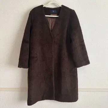 SHIPS 보아 롱 코트 브라운