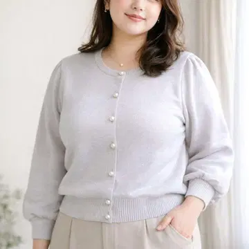 [마리에르 카세트] 소매 볼륨 펄 버튼 가디건 17호