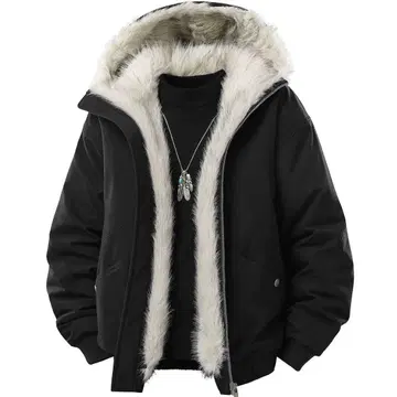 블랙 퍼 포함 다운 자켓 M-XXL