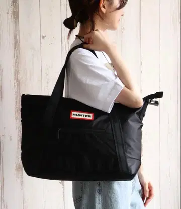 HUNTER 나일론 미디 탑 클립 토트백