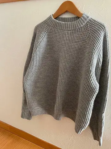 그레이 뜨개질 니트 스웨터 긴팔