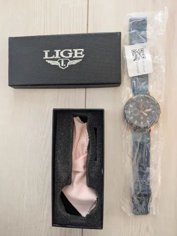 LIGE 아날로그 손목시계 블루/골드