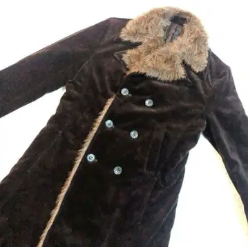 TORNADO MART 브라운 더블 브레스트 퍼 트렌치코트