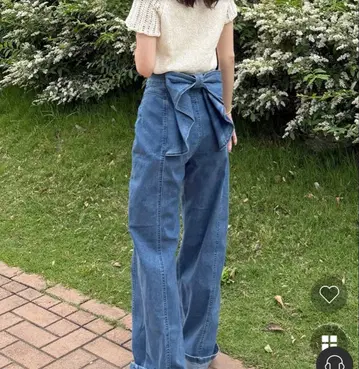 백리본 스트레치 데님