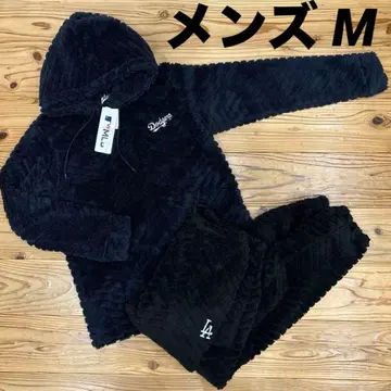 LA 로고 포함 플리스 룸웨어 MLB 보아 플리스 남성용 M 블랙 네이비