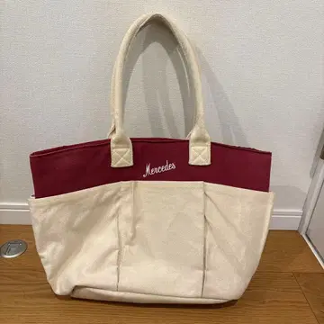 Mercedes 토트백 베이지/와인 레드