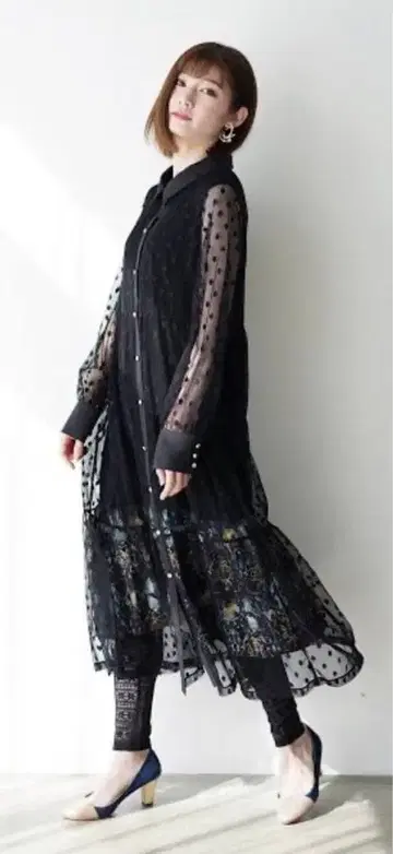 이즈스칼라 인어 도트 튤 원피스