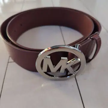 MICHAEL KORS 브라운 천연 가죽 벨트 MK 로고