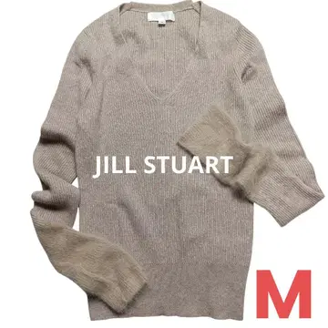 질스튜어트 롱 슬리브 V넥 리브 니트 베이지 이소재